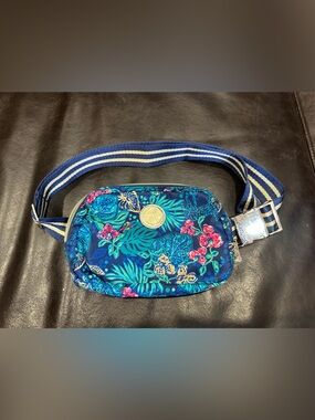 Lilly Pulitzer Blue Multi Tropical Floral Fanny Pack / Bum Bag